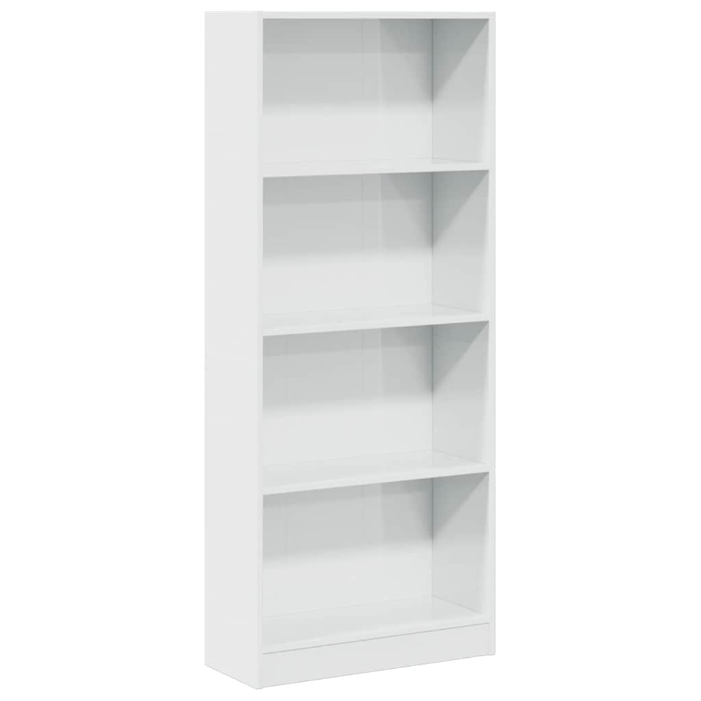 Bookcase High Gloss White 60x24x143 cm Engineered Wood