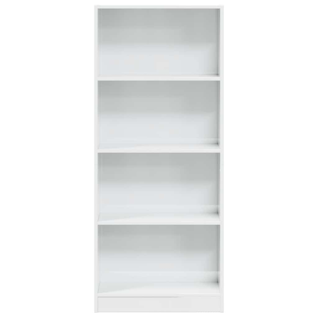 Bookcase High Gloss White 60x24x143 cm Engineered Wood