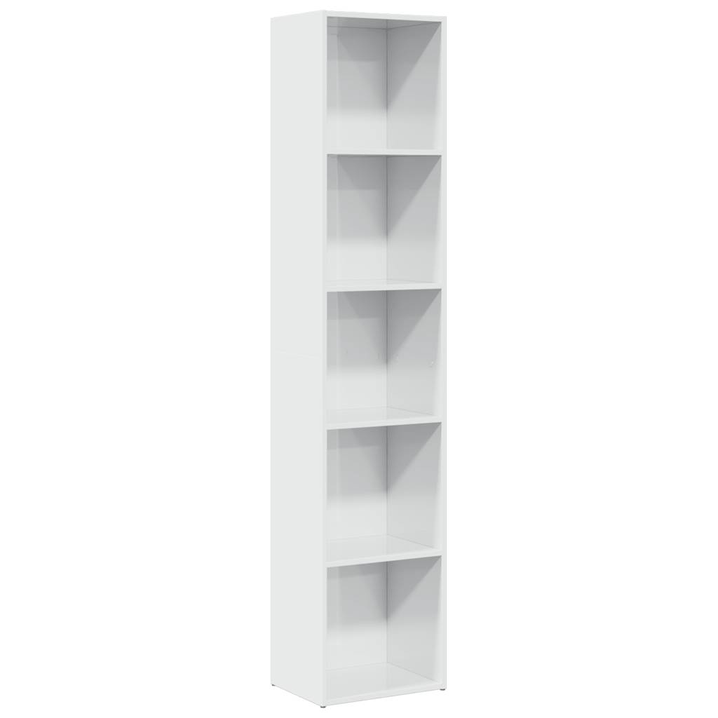 Bookcase High Gloss White 40x30x189 cm Engineered Wood