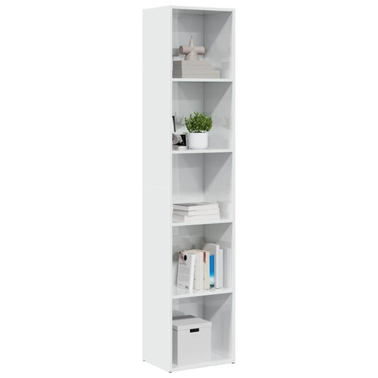 Bookcase High Gloss White 40x30x189 cm Engineered Wood