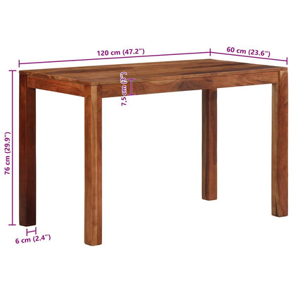 Dining Table 120x60x76 cm Solid Wood Acacia