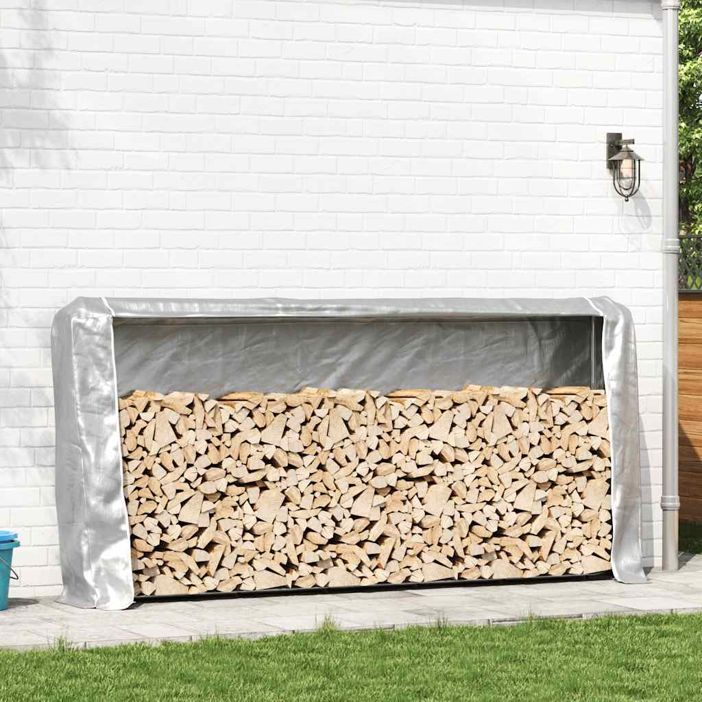 Firewood Rack with Rain Cover 300x25x150 cm Galvanised steel