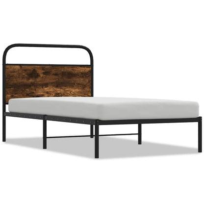 Bed Frame Without Mattress 100x200 cm Smoked Oak Engineered Wood