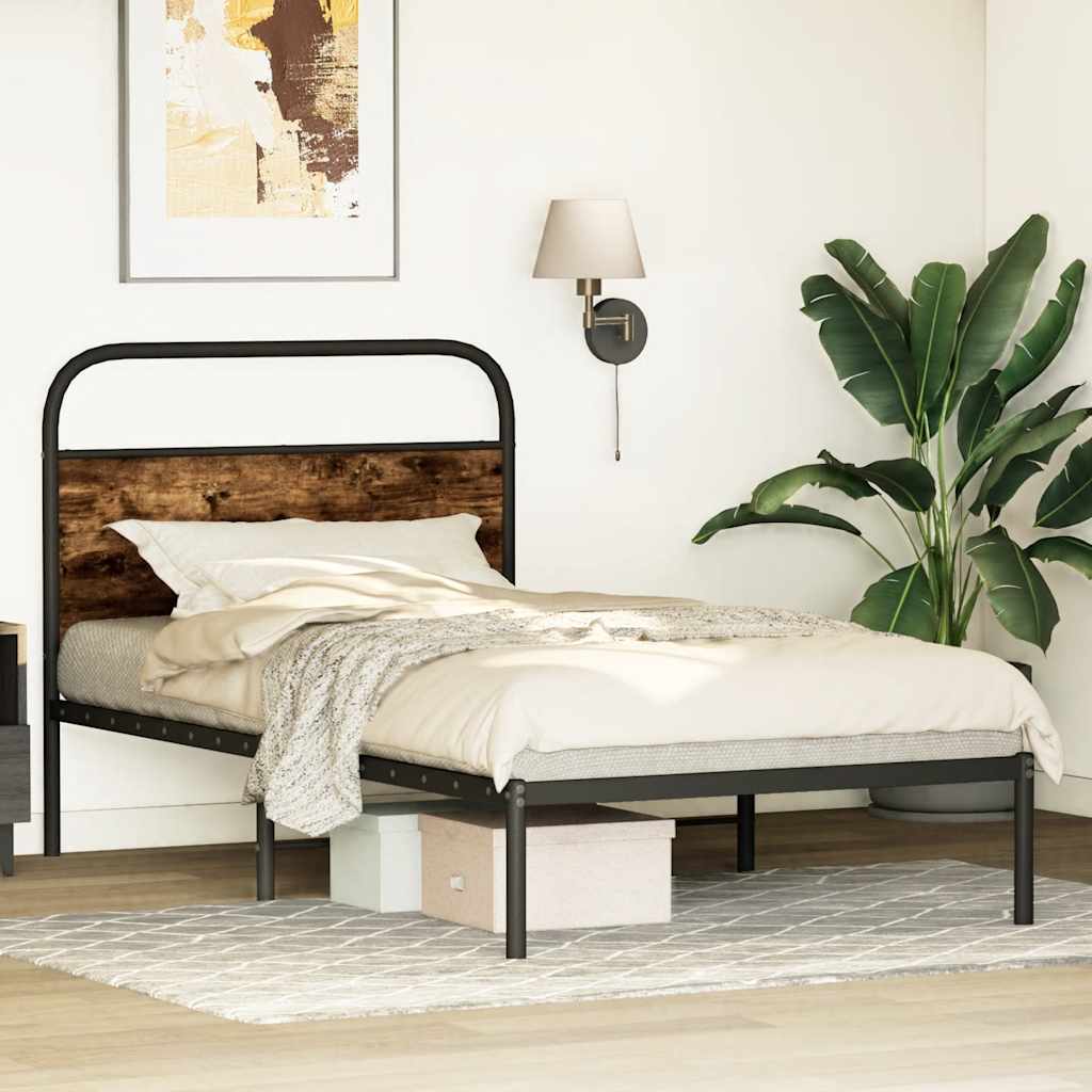Bed Frame Without Mattress 100x200 cm Smoked Oak Engineered Wood