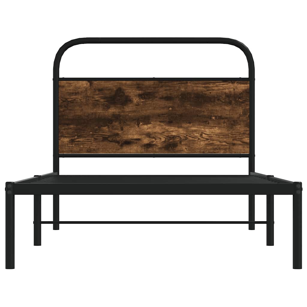 Bed Frame Without Mattress 100x200 cm Smoked Oak Engineered Wood
