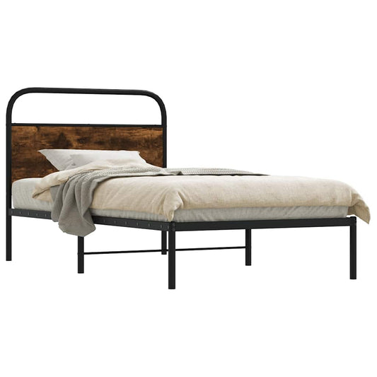 Bed Frame Without Mattress 100x200 cm Smoked Oak Engineered Wood