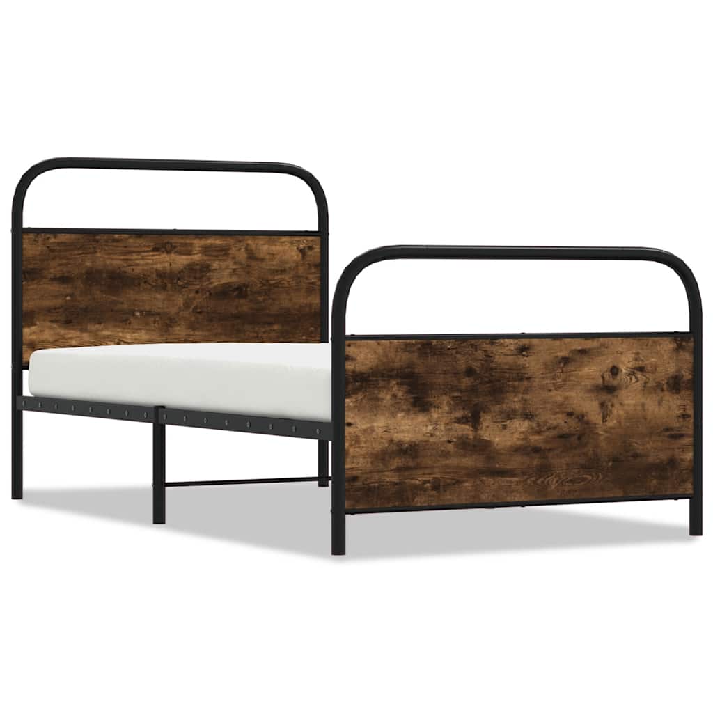 Bed Frame Without Mattress 100x200 cm Smoked Oak Engineered Wood