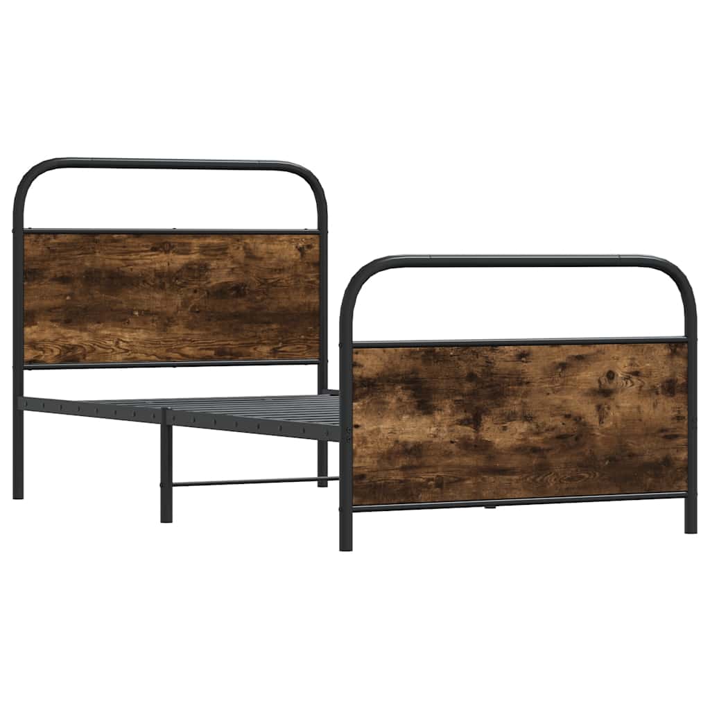 Bed Frame Without Mattress 100x200 cm Smoked Oak Engineered Wood