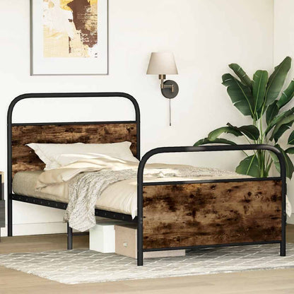 Bed Frame Without Mattress 100x200 cm Smoked Oak Engineered Wood