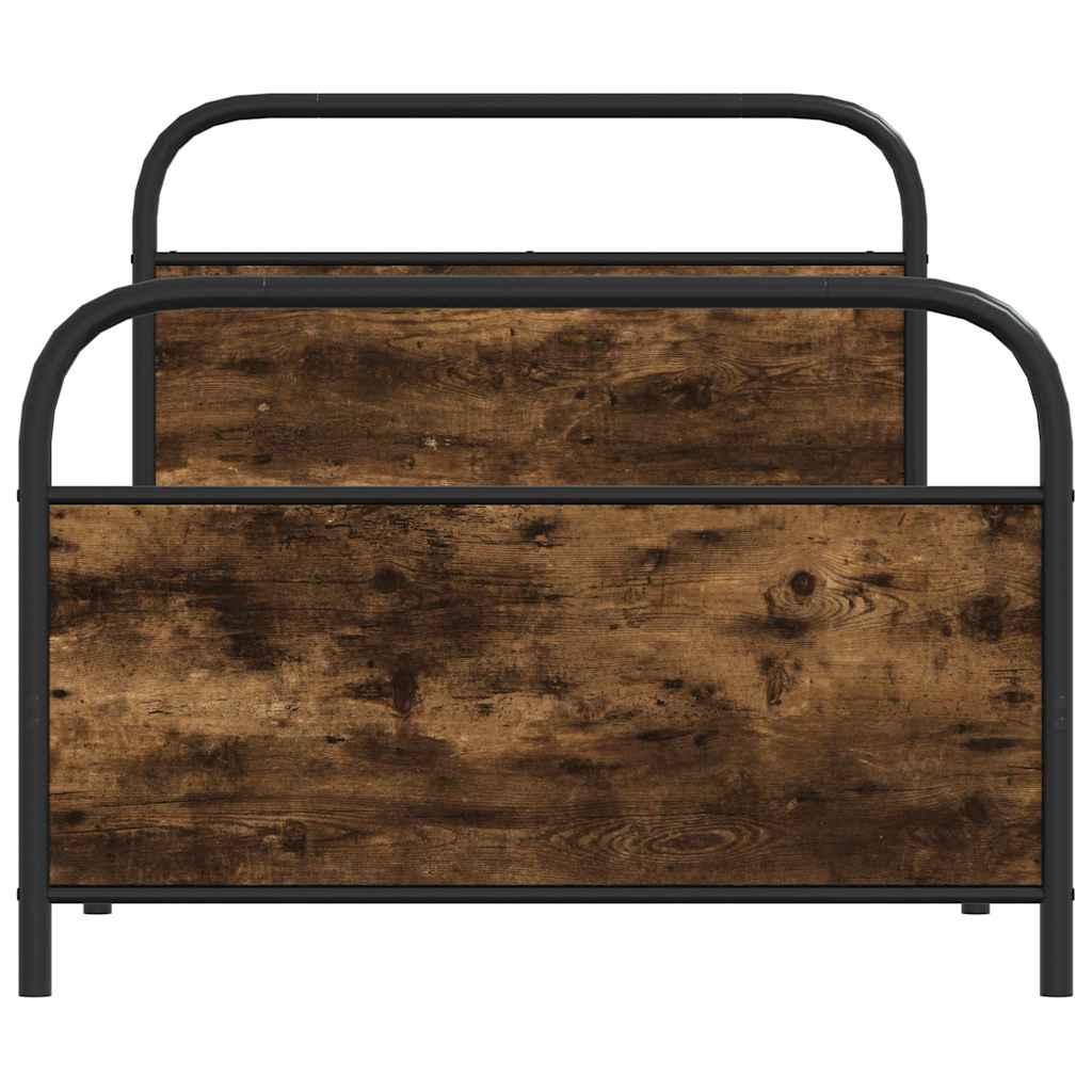 Bed Frame Without Mattress 100x200 cm Smoked Oak Engineered Wood