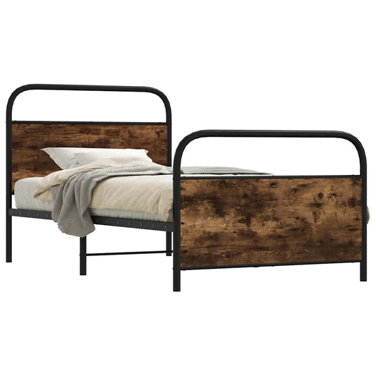 Bed Frame Without Mattress 100x200 cm Smoked Oak Engineered Wood
