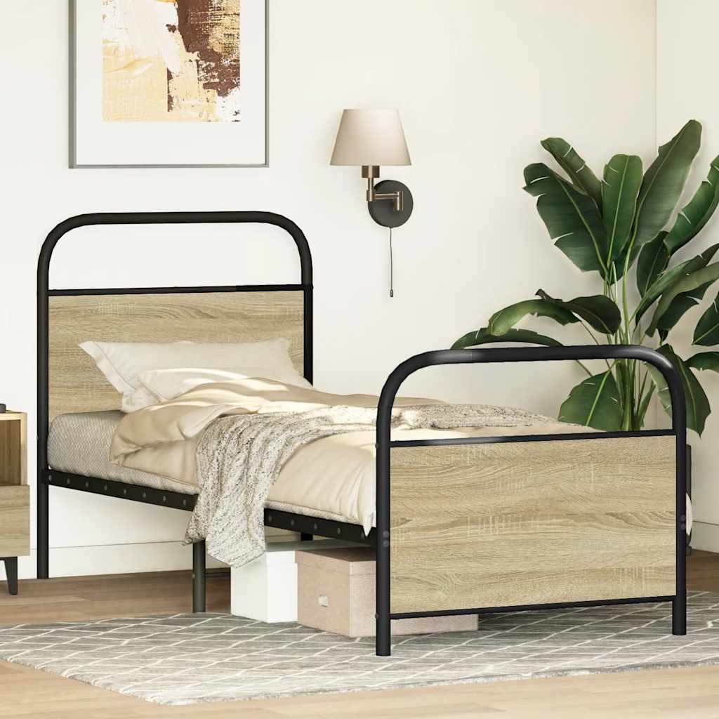 Bed Frame Without Mattress 80x200 cm Sonoma Oak Engineered Wood