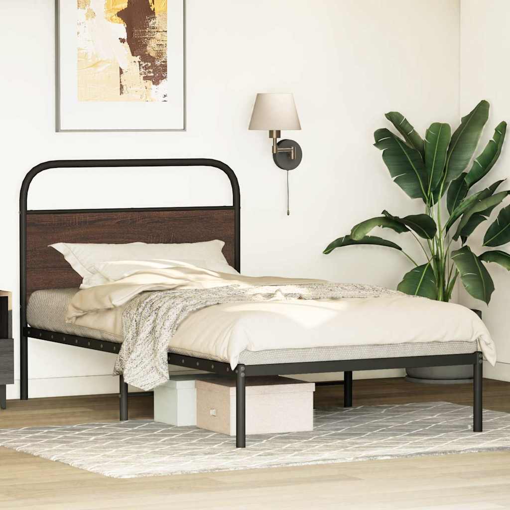 Bed Frame Without Mattress 100x200 cm Brown Oak Engineered Wood