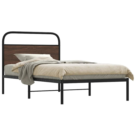 Bed Frame Without Mattress 100x200 cm Brown Oak Engineered Wood