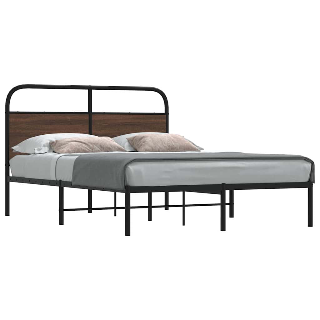 Bed Frame Without Mattress 140x190 cm Brown Oak Engineered Wood