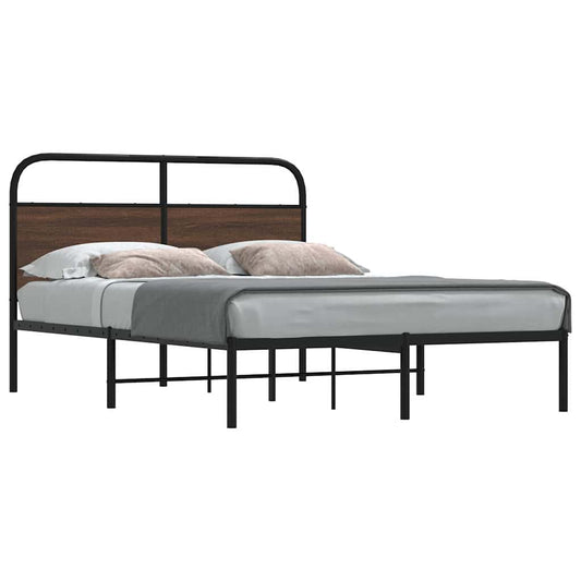 Bed Frame Without Mattress 140x190 cm Brown Oak Engineered Wood