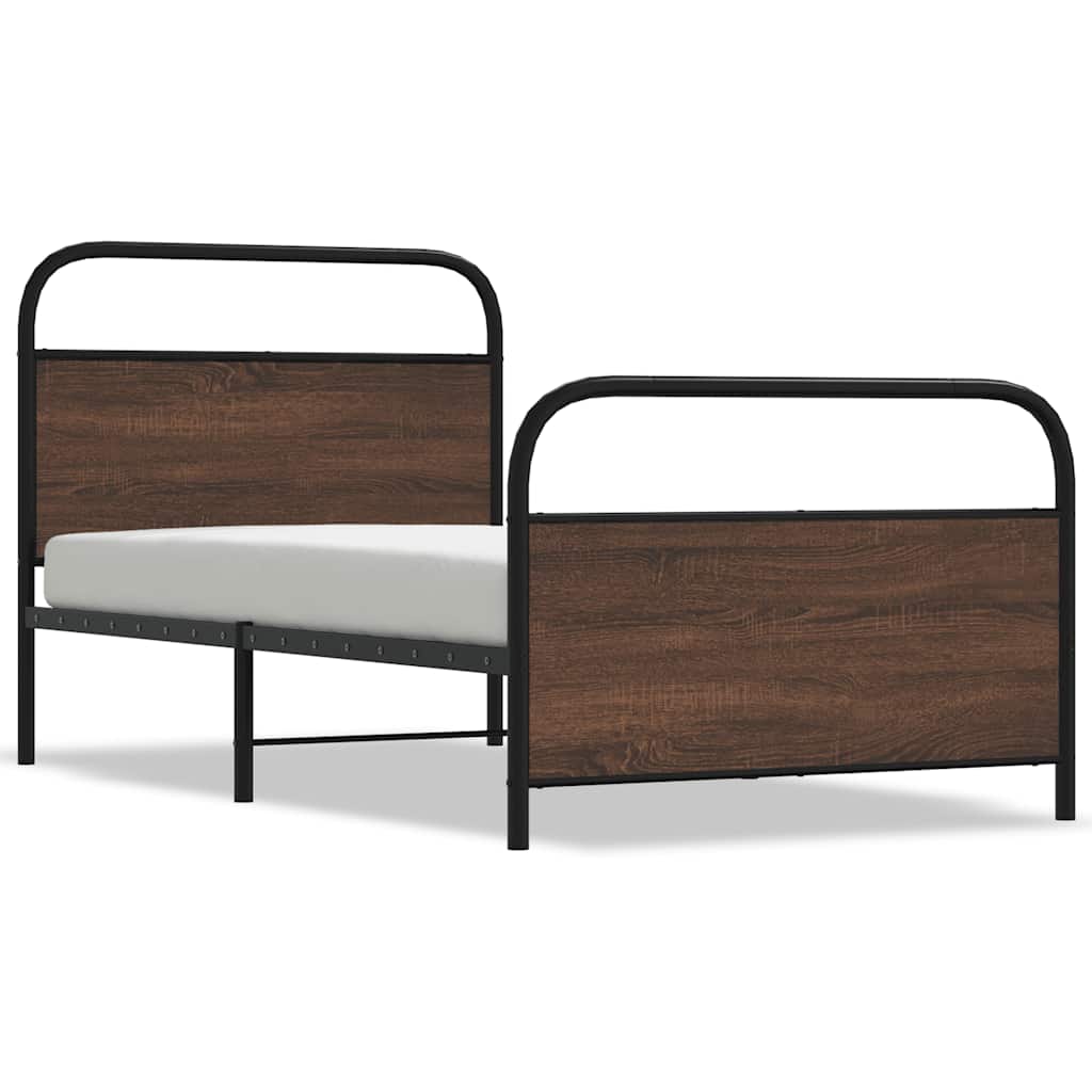 Bed Frame Without Mattress 100x190 cm Brown Oak Engineered Wood