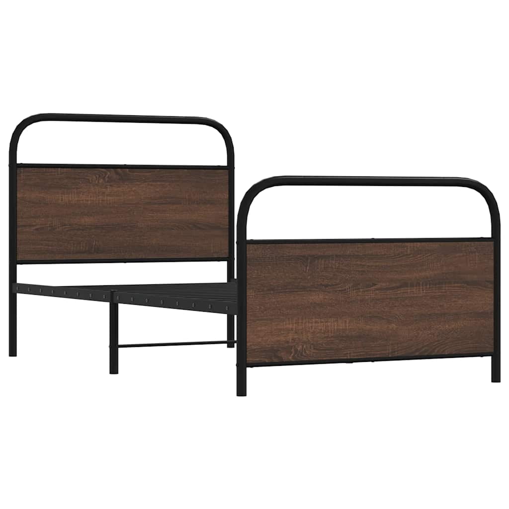 Bed Frame Without Mattress 100x190 cm Brown Oak Engineered Wood