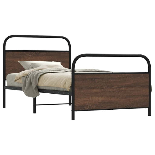Bed Frame Without Mattress 100x190 cm Brown Oak Engineered Wood