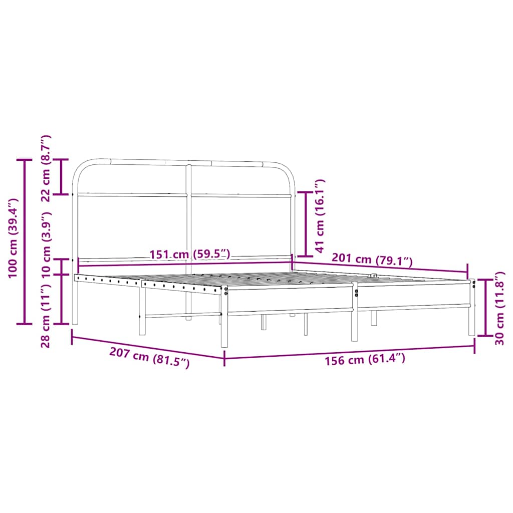 Bed Frame Without Mattress 150x200 cm Smoked Oak Engineered Wood