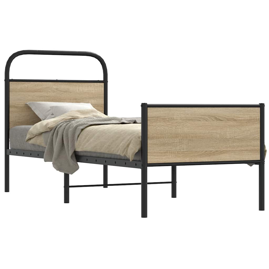 Bed Frame without Mattress 75x190 cm Sonoma Oak Engineered Wood