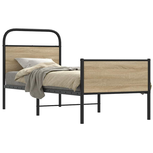 Bed Frame without Mattress 75x190 cm Sonoma Oak Engineered Wood