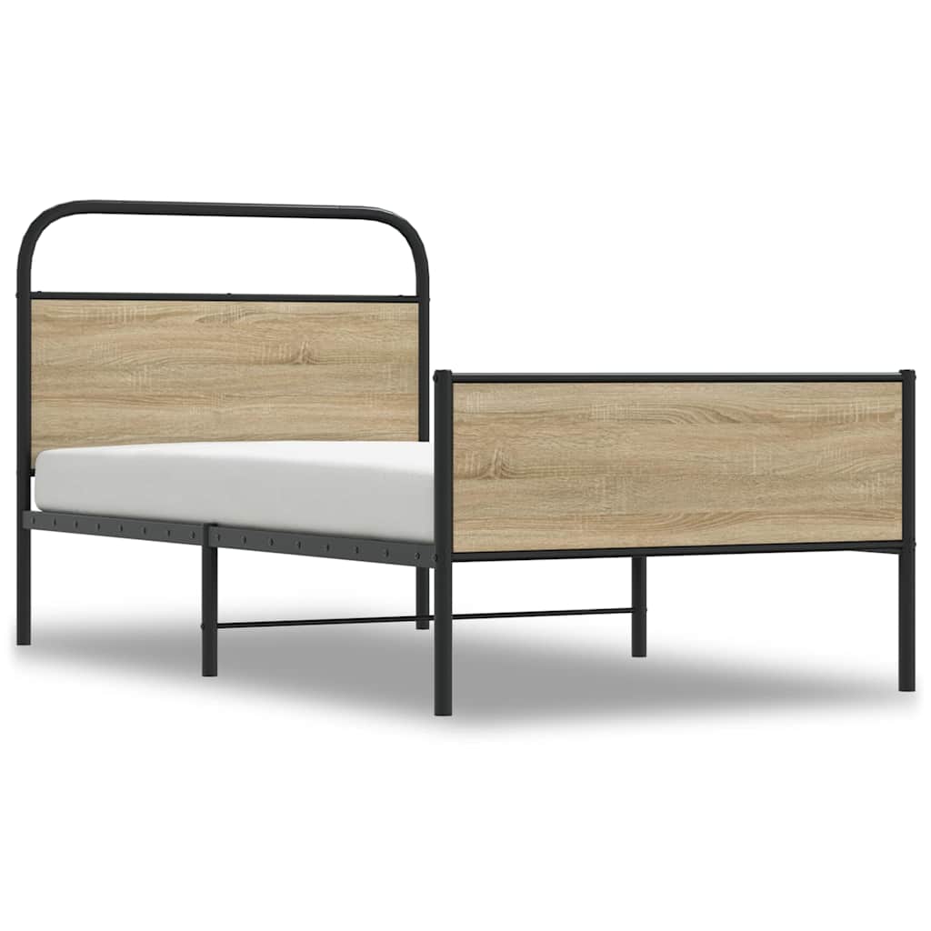 Bed Frame without Mattress 107x203 cm Sonoma Oak Engineered Wood