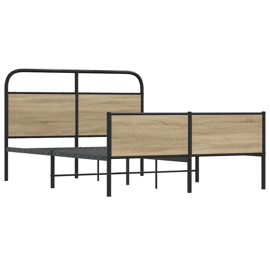 Bed Frame without Mattress 135x190 cm Sonoma Oak Engineered Wood