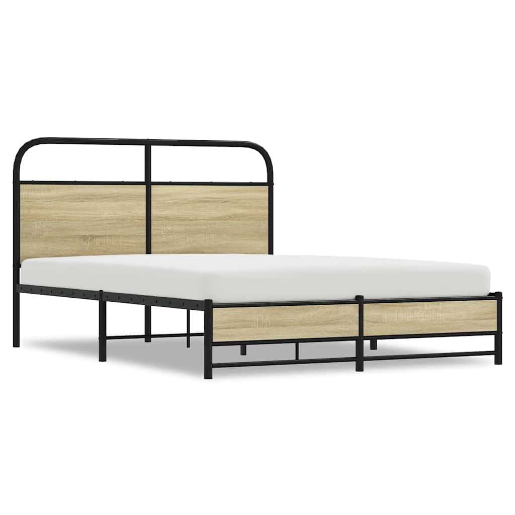 Bed Frame without Mattress 135x190 cm Double Sonoma Oak Engineered Wood