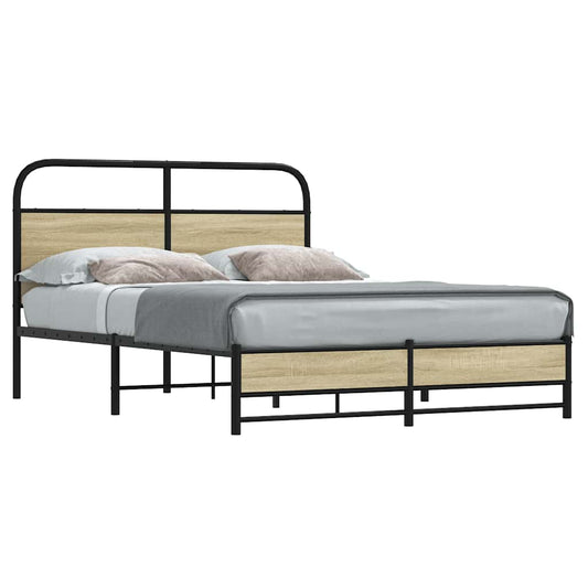 Bed Frame without Mattress 135x190 cm Double Sonoma Oak Engineered Wood