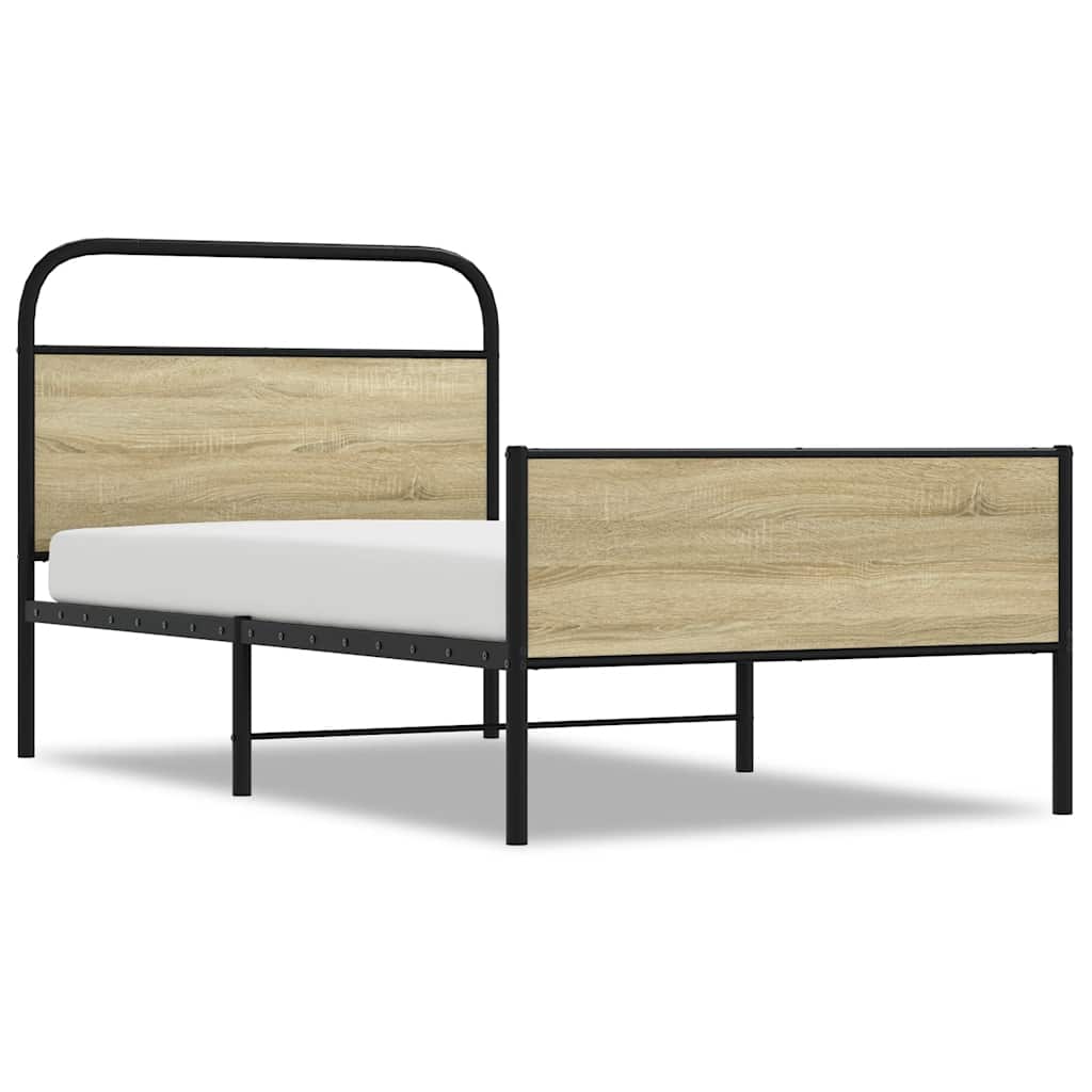 Bed Frame without Mattress 107x203 cm Sonoma Oak Engineered Wood