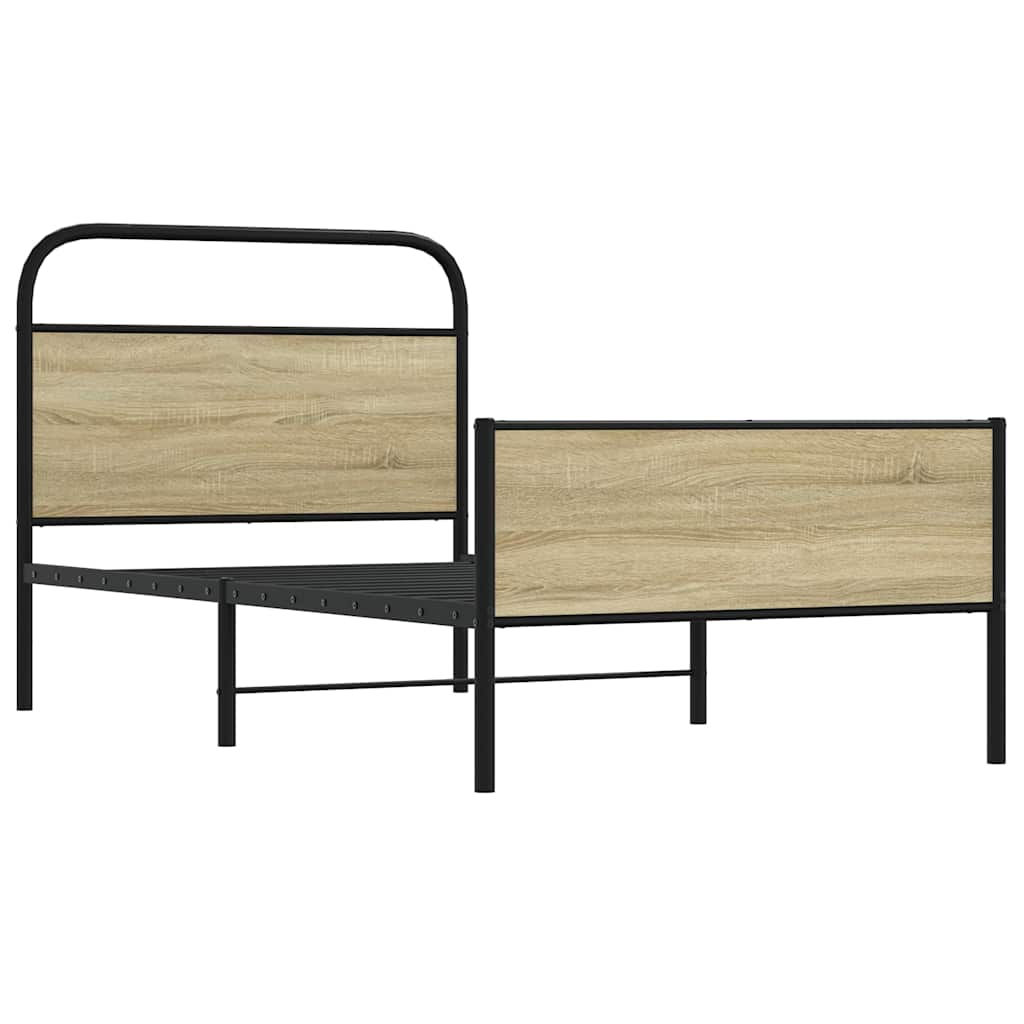 Bed Frame without Mattress 107x203 cm Sonoma Oak Engineered Wood