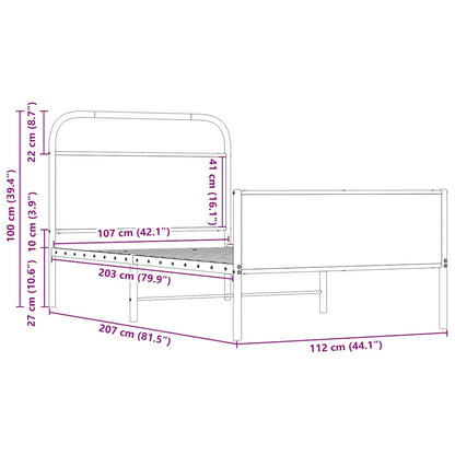 Bed Frame without Mattress 107x203 cm Sonoma Oak Engineered Wood