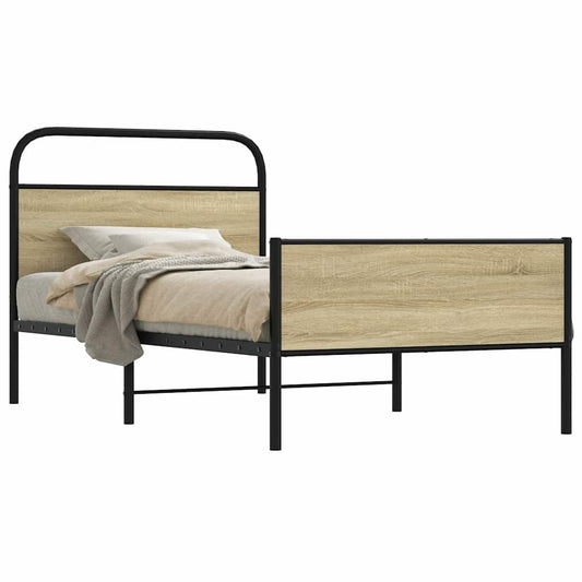 Bed Frame without Mattress 107x203 cm Sonoma Oak Engineered Wood