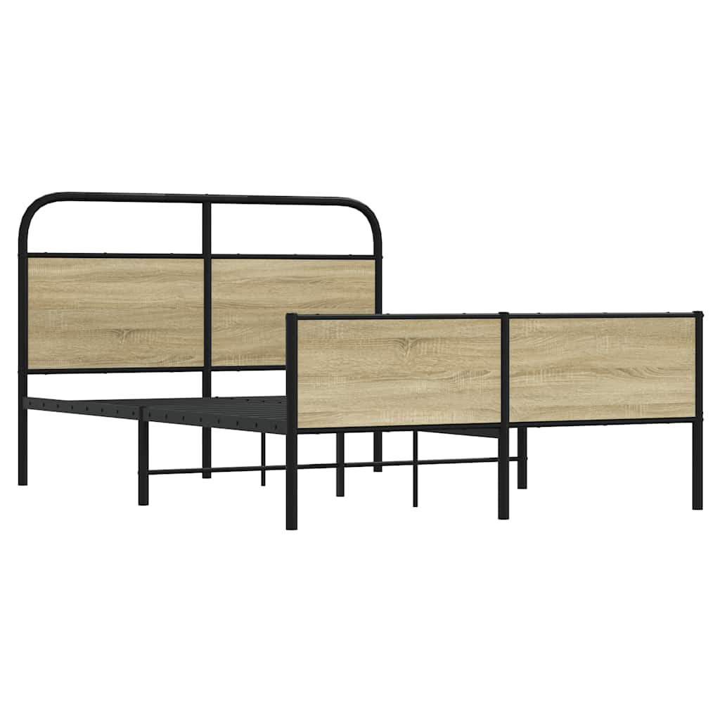Bed Frame without Mattress 135x190 cm Sonoma Oak Engineered Wood
