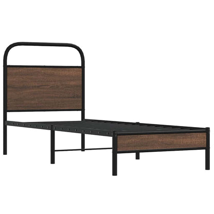 Bed Frame without Mattress 75x190 cm Brown Oak Engineered Wood