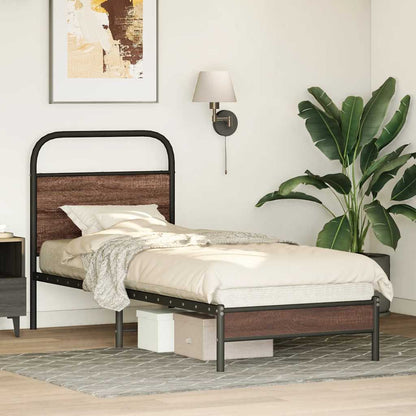 Bed Frame without Mattress 75x190 cm Brown Oak Engineered Wood