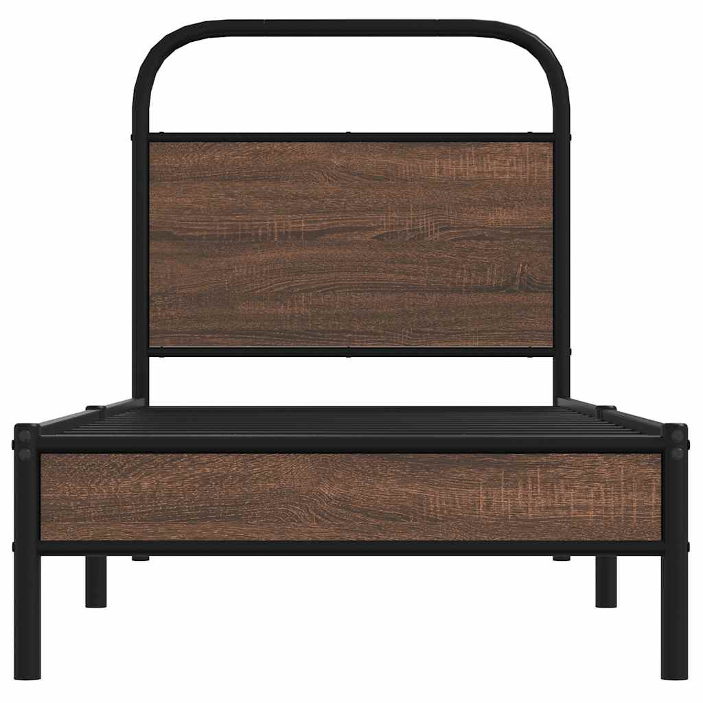 Bed Frame without Mattress 75x190 cm Brown Oak Engineered Wood