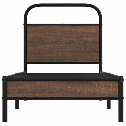 Bed Frame without Mattress 75x190 cm Brown Oak Engineered Wood