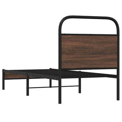 Bed Frame without Mattress 75x190 cm Brown Oak Engineered Wood
