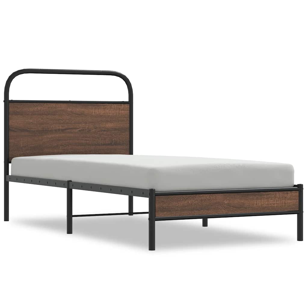 Bed Frame without Mattress 90x200 cm Brown Oak Engineered Wood
