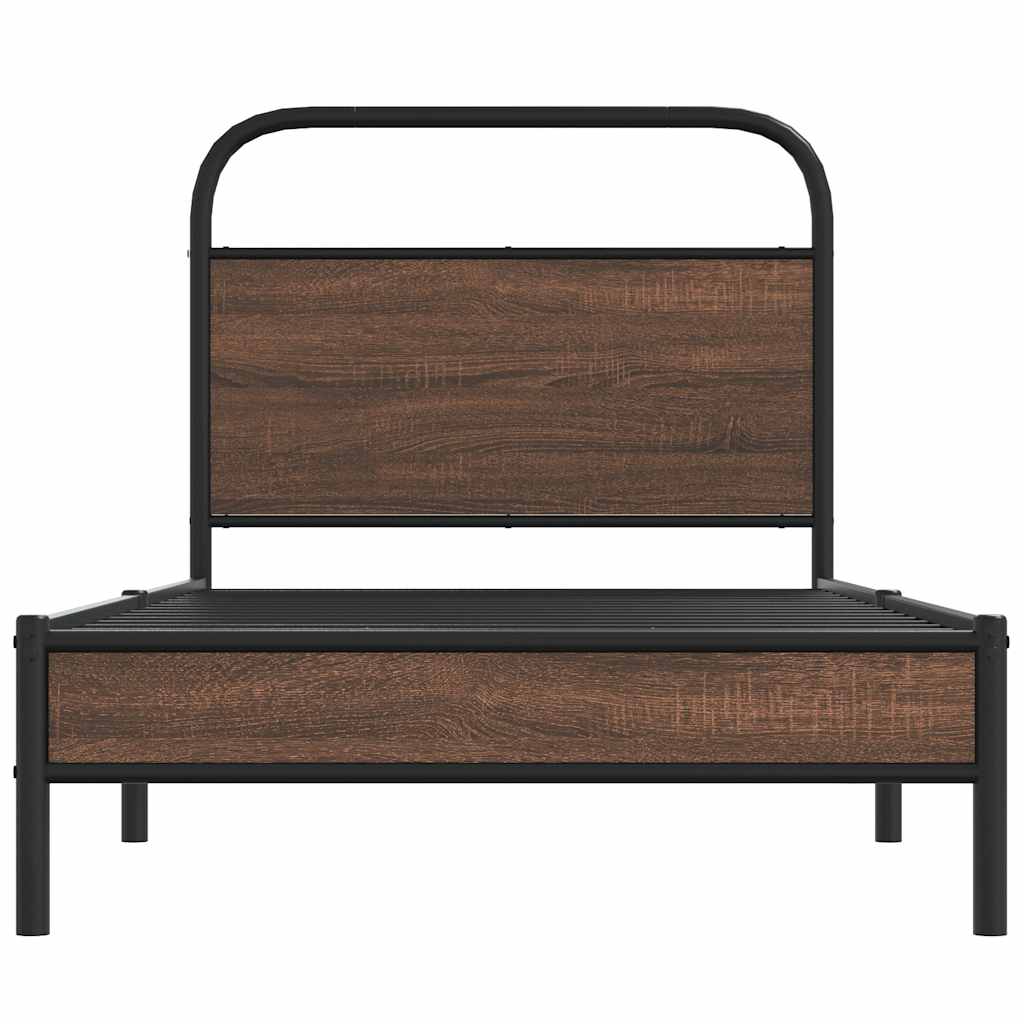 Bed Frame without Mattress 100x200 cm Brown Oak Engineered Wood