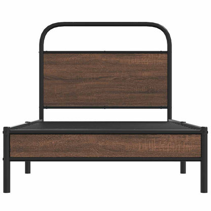 Bed Frame without Mattress 100x200 cm Brown Oak Engineered Wood