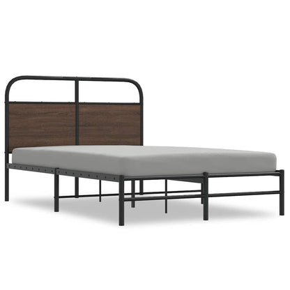 Bed Frame without Mattress 135x190 cm Double Brown Oak Engineered Wood