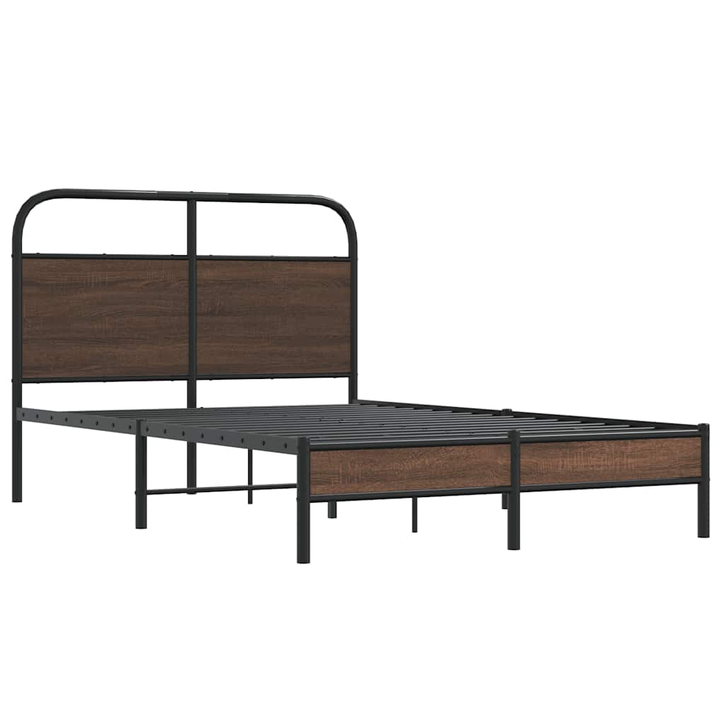 Bed Frame without Mattress 135x190 cm Double Brown Oak Engineered Wood