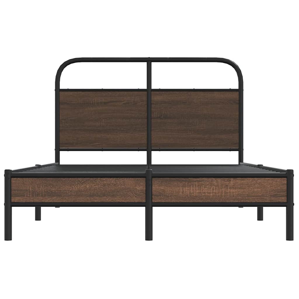 Bed Frame without Mattress 135x190 cm Double Brown Oak Engineered Wood