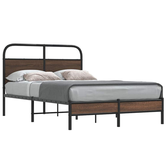 Bed Frame without Mattress 135x190 cm Double Brown Oak Engineered Wood
