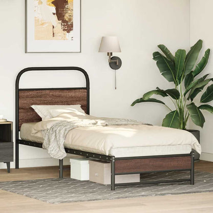Bed Frame without Mattress 75x190 cm Brown Oak Engineered Wood