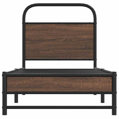 Bed Frame without Mattress 75x190 cm Brown Oak Engineered Wood