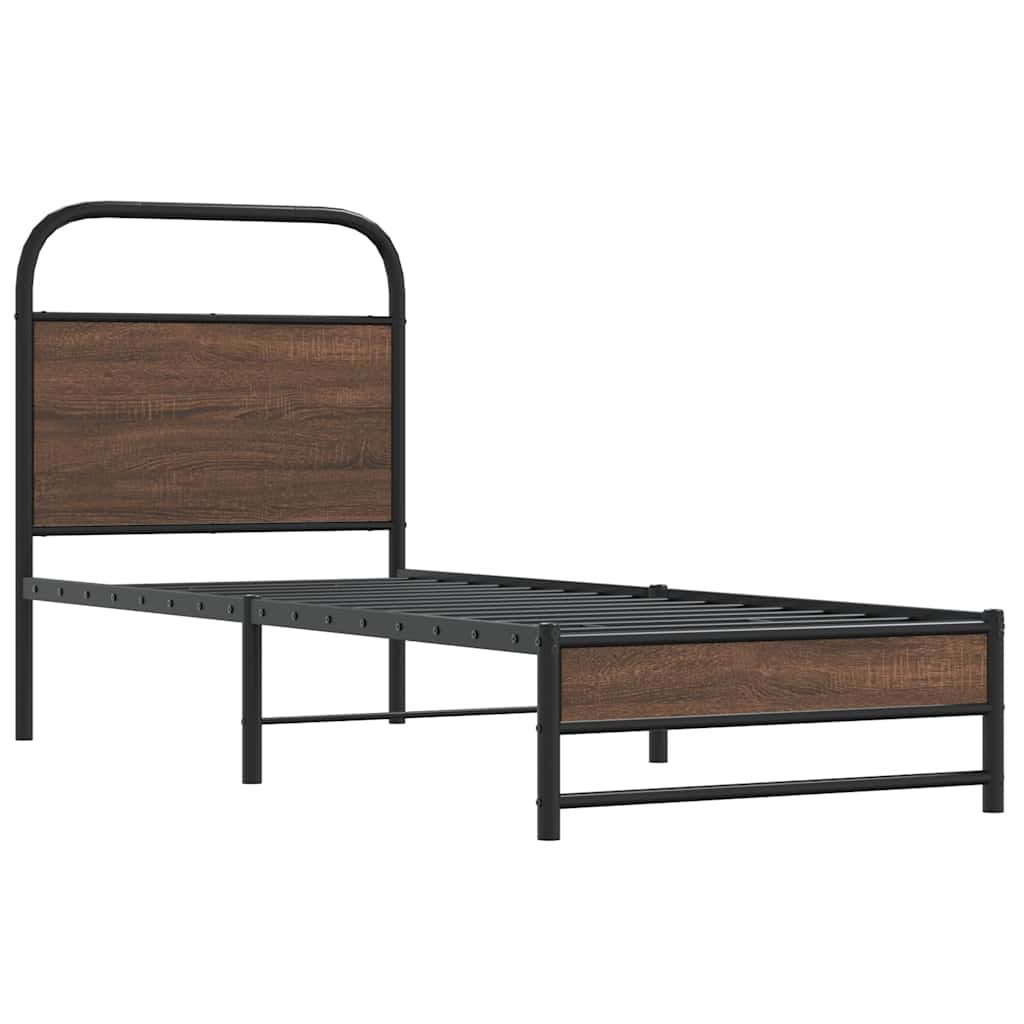 Bed Frame without Mattress 80x200 cm Brown Oak Engineered Wood